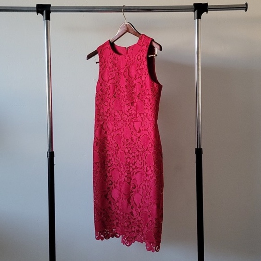 Ann Taylor NWT With Lace Magenta Dress
